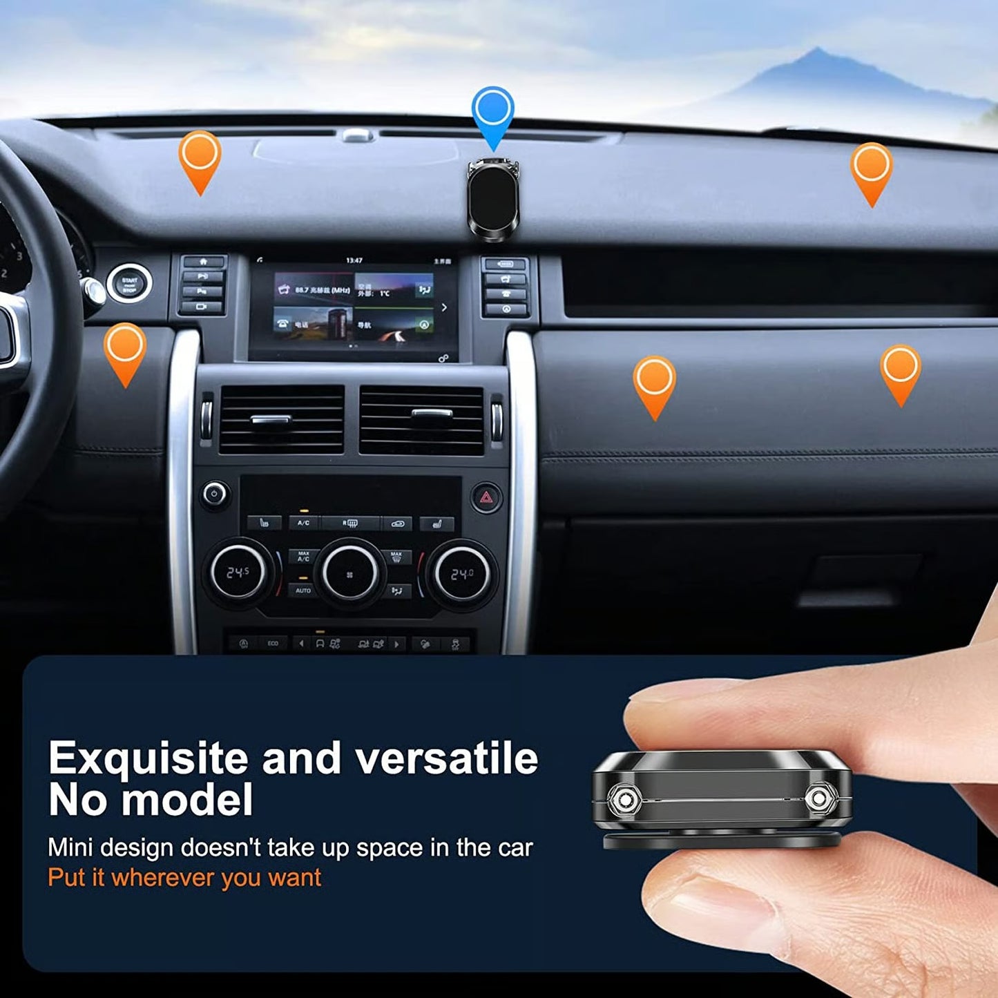 Support de téléphone pour voiture pliable en alliage avec aimant